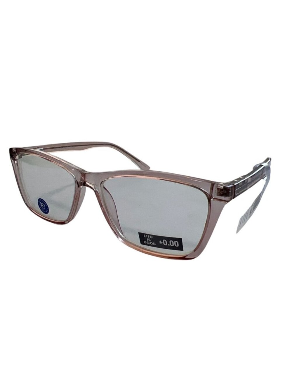 Life Is Good Beckett Glasses +0.00 Blue Light Blocking Blush Pink Pouch Read NEW